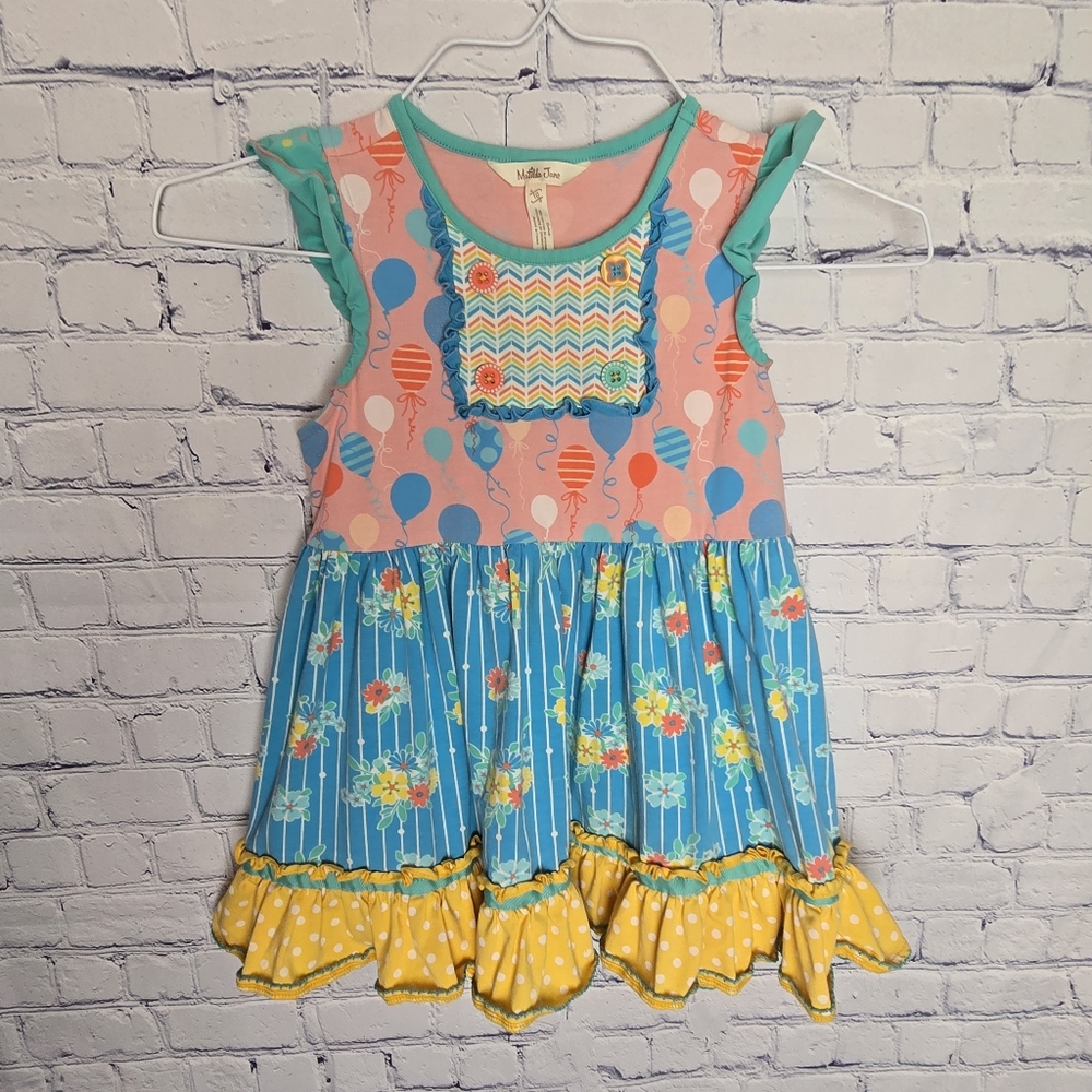 Matilda Jane Pink and Blue Kids Shirt with Balloon and Floral Patterns 10